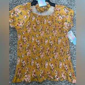 Girls Flower Print Short Sleeve Spring/Summer Shirt/Top Kids 10-12